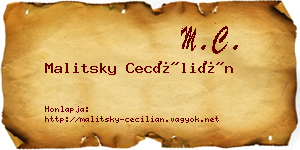 Malitsky Cecílián névjegykártya